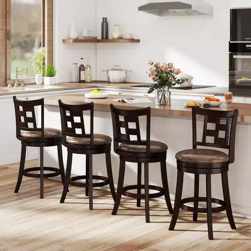 Lot de 2/4 tabourets de bar Costway, chaises de bar pivotantes de 66 cm avec repose-pieds et dossier à lattes