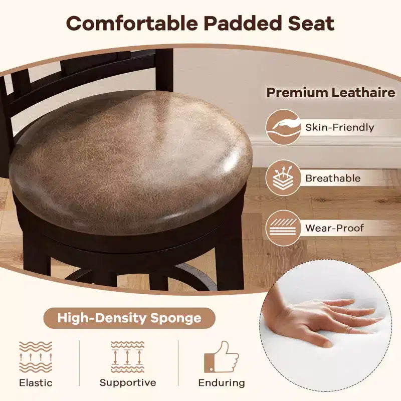 Lot de 2/4 tabourets de bar Costway, chaises de bar pivotantes de 66 cm avec repose-pieds et dossier à lattes