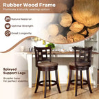 Lot de 2/4 tabourets de bar Costway, chaises de bar pivotantes de 66 cm avec repose-pieds et dossier à lattes