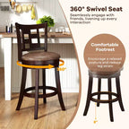 Lot de 2/4 tabourets de bar Costway, chaises de bar pivotantes de 66 cm avec repose-pieds et dossier à lattes