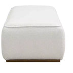 Pouffe rembourré moderne en bouclette et bois d'hévéa Christopher Knight Home Claire