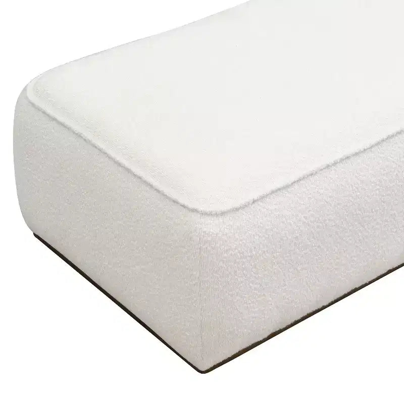 Pouffe rembourré moderne en bouclette et bois d'hévéa Christopher Knight Home Claire