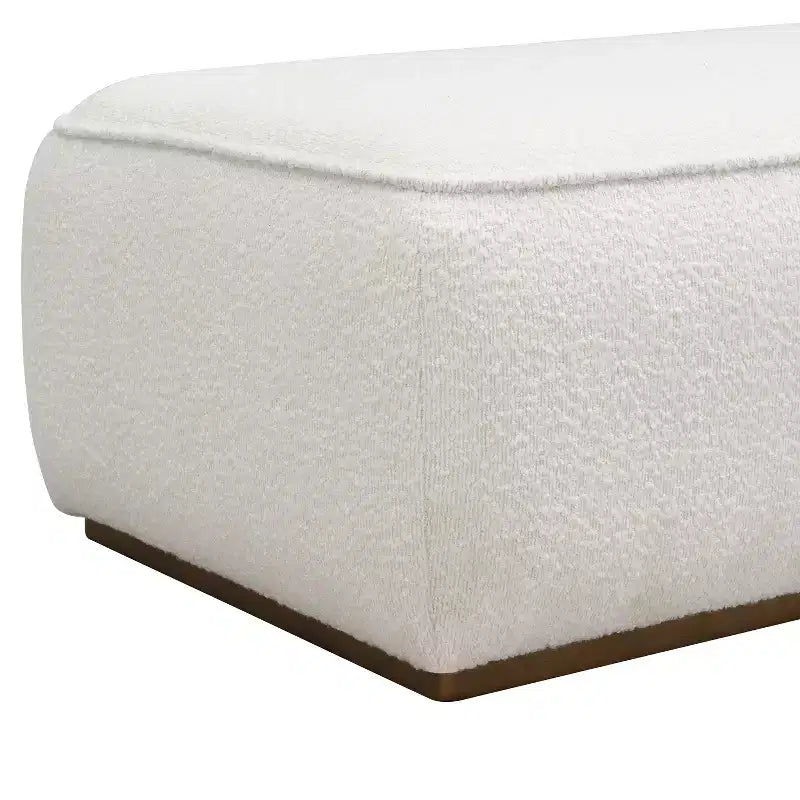 Pouffe rembourré moderne en bouclette et bois d'hévéa Christopher Knight Home Claire