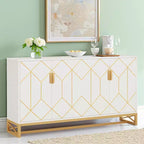 MAYEERTY Luxurious White & Gold Buffet Cabinet Modern Contemporary Stylish Design