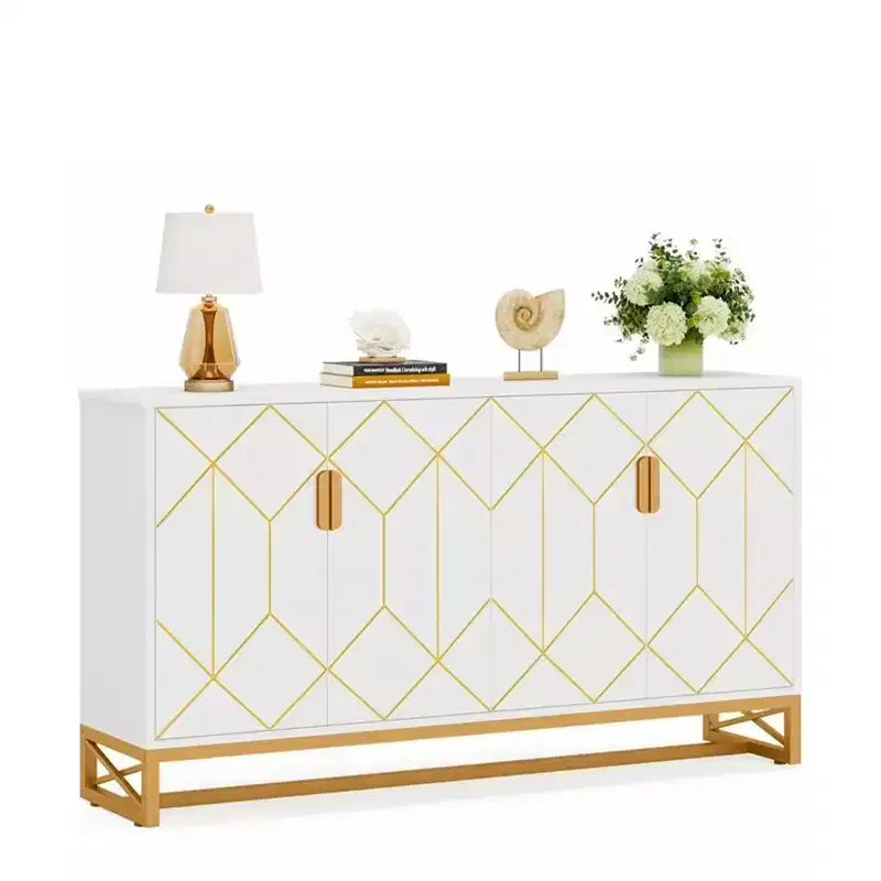 MAYEERTY Buffet blanc et or de luxe, design moderne et contemporain et élégant