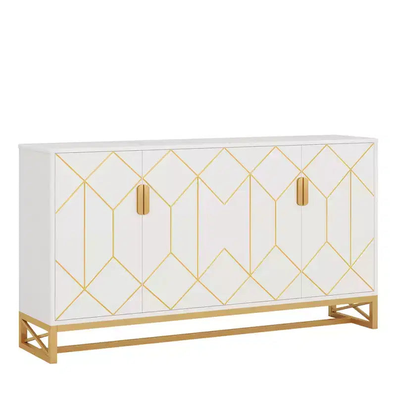 MAYEERTY Buffet blanc et or de luxe, design moderne et contemporain et élégant