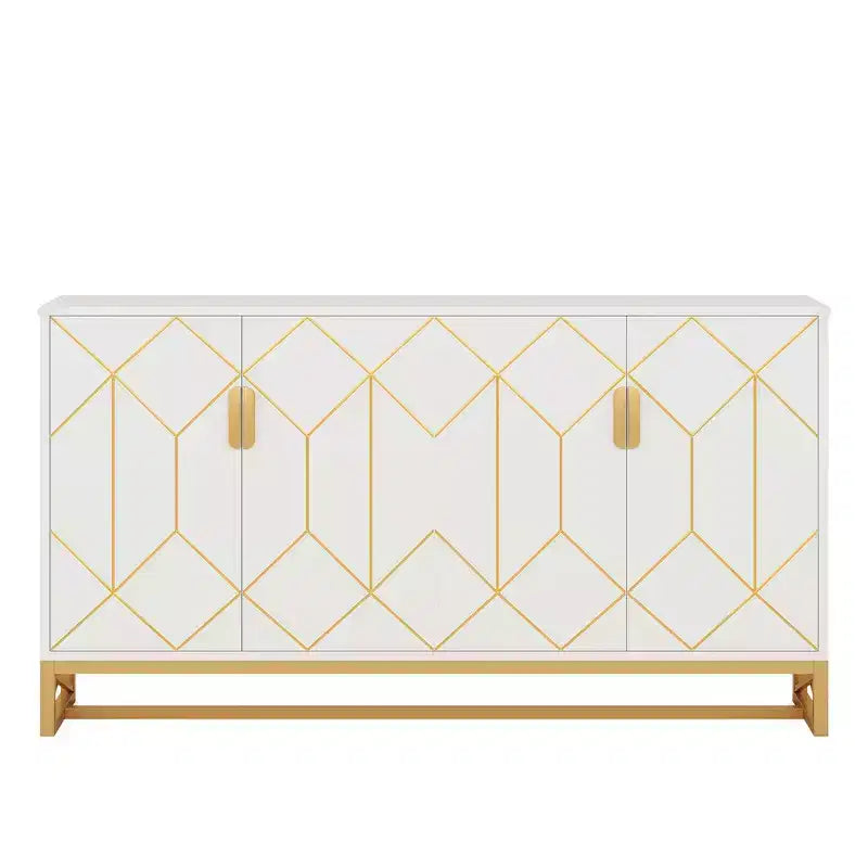 MAYEERTY Buffet blanc et or de luxe, design moderne et contemporain et élégant