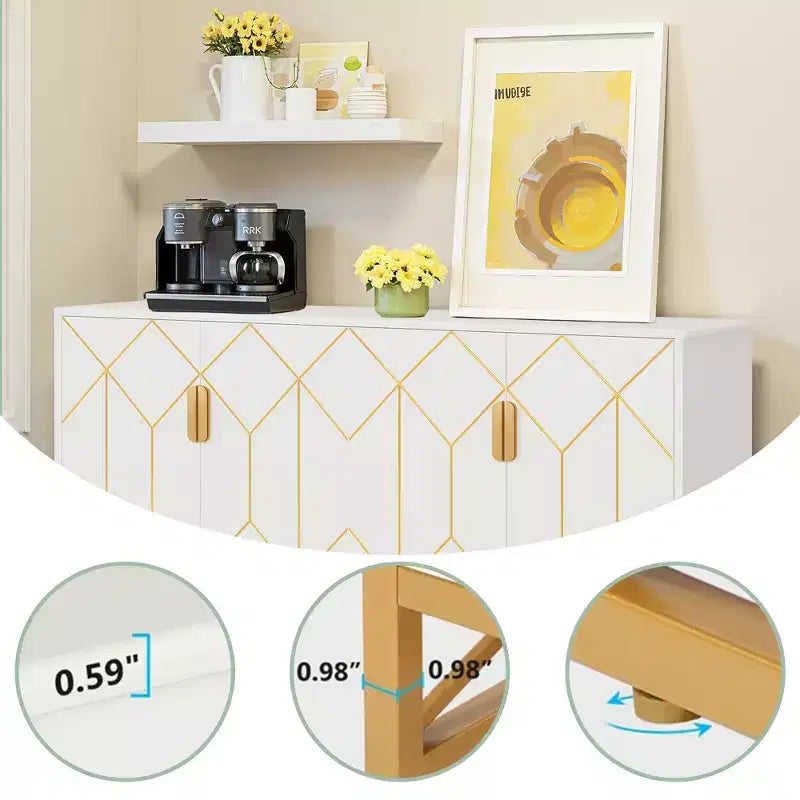 MAYEERTY Buffet blanc et or de luxe, design moderne et contemporain et élégant