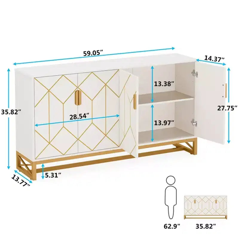 MAYEERTY Buffet blanc et or de luxe, design moderne et contemporain et élégant