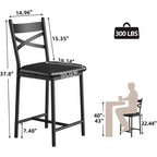 Tabourets de bar, chaises de bar, tabourets de bar de comptoir avec dossier, chaises d'îlot rembourrées à grand siège