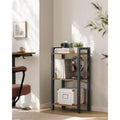 3-Tier Industrial Bookshelf with Sturdy Steel Frame, Rustic Brown & Ink Black - 9.4 x 15.7 x 30.1 Inches, Multi-Functional Storage Shelf