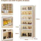 Étagère à Chaussures Pliable 6/9 Niveaux – Meuble de Rangement Empilable avec Portes Magnétiques Transparentes, Portable pour Placard, Entrée et Salon