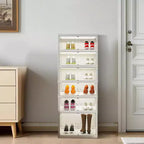 Étagère à Chaussures Pliable 6/9 Niveaux – Meuble de Rangement Empilable avec Portes Magnétiques Transparentes, Portable pour Placard, Entrée et Salon