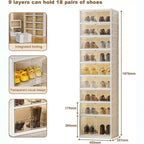 Étagère à Chaussures Pliable 6/9 Niveaux – Meuble de Rangement Empilable avec Portes Magnétiques Transparentes, Portable pour Placard, Entrée et Salon