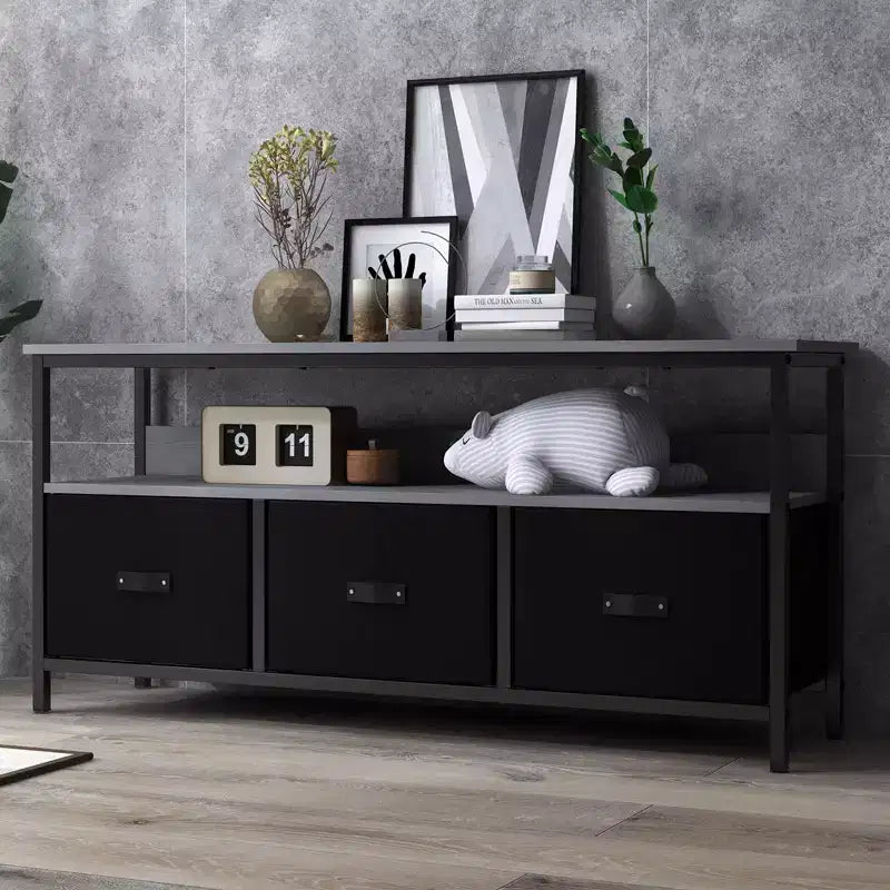 Meuble TV commode, meuble de divertissement avec rangement, meuble TV de 140 cm pour chambre, petit meuble TV