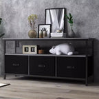 Meuble TV commode, meuble de divertissement avec rangement, meuble TV de 140 cm pour chambre, petit meuble TV