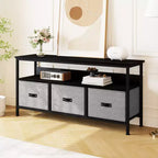 Meuble TV commode, meuble de divertissement avec rangement, meuble TV de 140 cm pour chambre, petit meuble TV