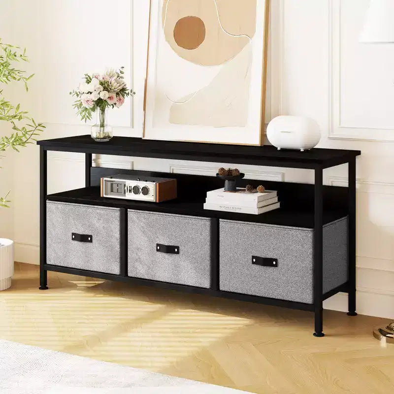 Meuble TV commode, meuble de divertissement avec rangement, meuble TV de 140 cm pour chambre, petit meuble TV