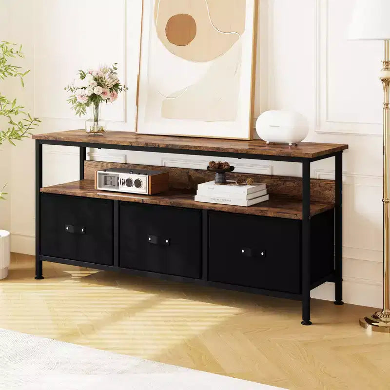 Meuble TV commode, meuble de divertissement avec rangement, meuble TV de 140 cm pour chambre, petit meuble TV