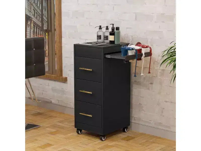 Chariot de rangement Karl Home en bois rustique marron avec roulettes et 3 tiroirs