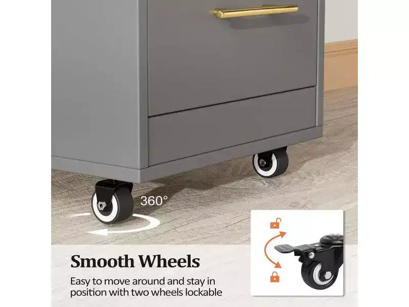 Chariot de rangement Karl Home en bois rustique marron avec roulettes et 3 tiroirs