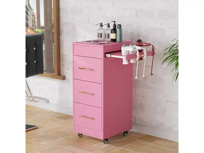 Chariot de rangement Karl Home en bois rustique marron avec roulettes et 3 tiroirs