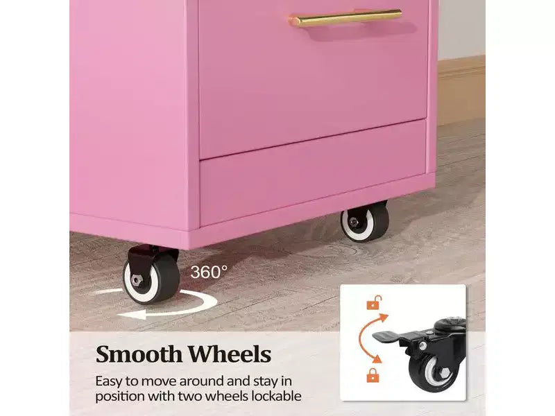 Chariot de rangement Karl Home en bois rustique marron avec roulettes et 3 tiroirs
