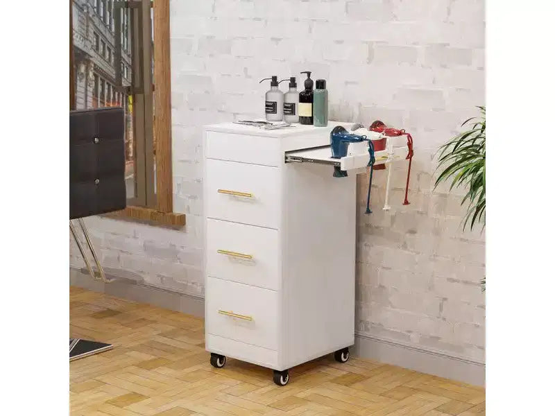 Chariot de rangement Karl Home en bois rustique marron avec roulettes et 3 tiroirs