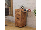 Chariot de rangement Karl Home en bois rustique marron avec roulettes et 3 tiroirs