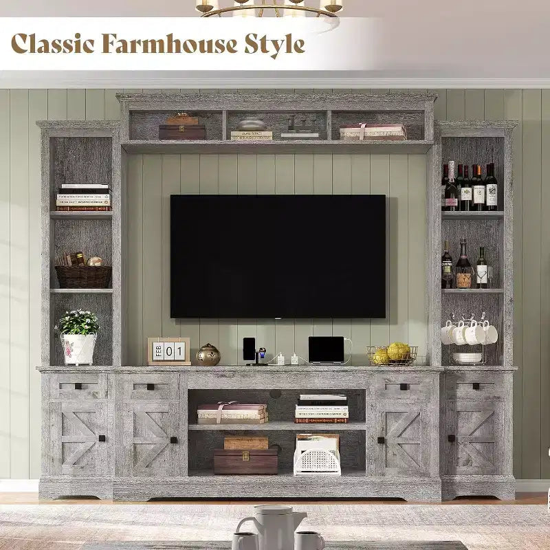 Meuble TV mural de ferme AMERLIFE avec étagères