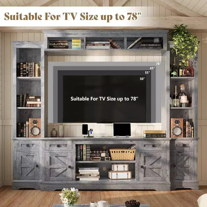 Meuble TV mural de ferme AMERLIFE avec étagères