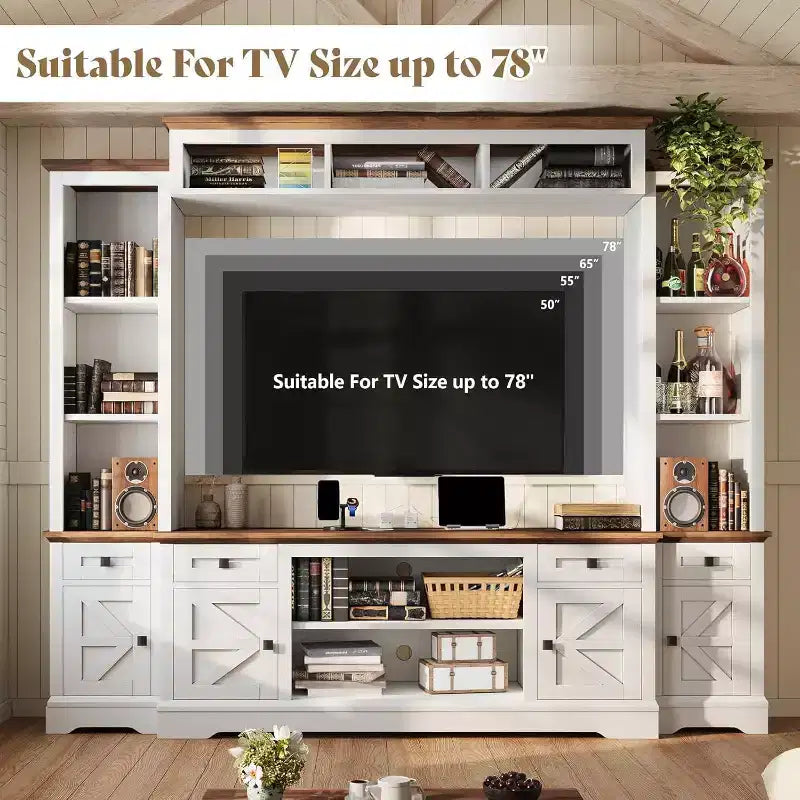 Meuble TV mural de ferme AMERLIFE avec étagères
