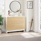 Table à manger pliante avec abattants, table de dîner pliable polyvalente avec 2 étagères de rangement, mobilier de bureau extensible peu encombrant