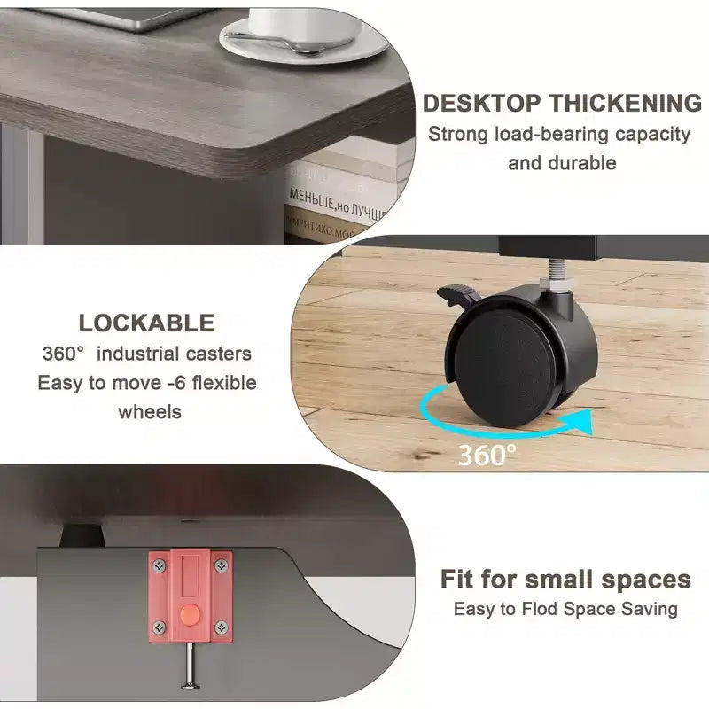 Table à manger pliante avec abattants, table de dîner pliable polyvalente avec 2 étagères de rangement, mobilier de bureau extensible peu encombrant