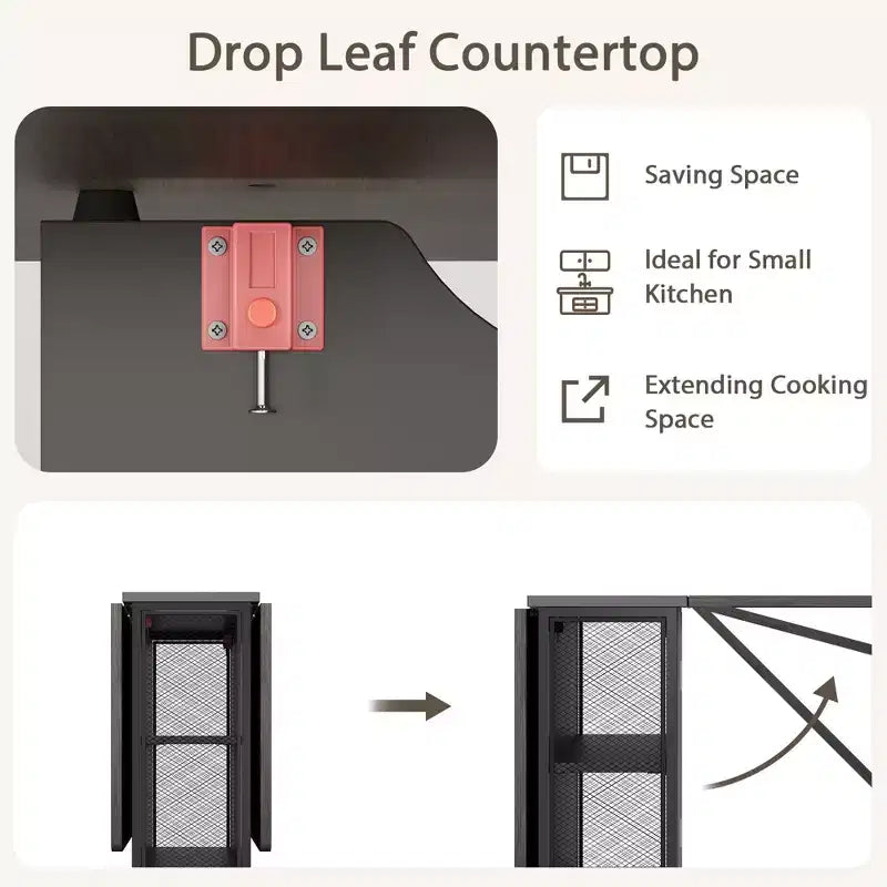 Table à manger pliante avec abattants, table de dîner pliable polyvalente avec 2 étagères de rangement, mobilier de bureau extensible peu encombrant