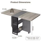 Table à manger pliante avec abattants, table de dîner pliable polyvalente avec 2 étagères de rangement, mobilier de bureau extensible peu encombrant