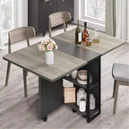 Folding Dining Table Drop Leaf Table , Versatile Collapsible Dinner Table with 2 Storage Racks, Space Saving Extendable Desk Furniture