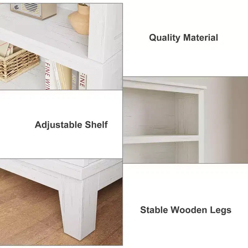 Bibliothèque en bois à 5 niveaux, étagère de rangement, étagères de style ferme, étagère rustique vintage pour bureau à domicile, salon, chambre à coucher, blanc