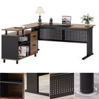 MAYEERTY Bureau d'angle en L 140x160 cm, Bureau de Direction et Caisson de Rangement Mobile