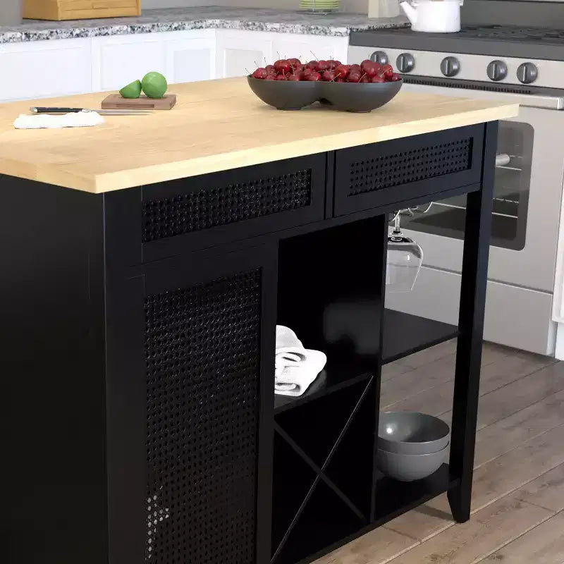 Bramlage Îlot de cuisine autoportant extensible - Noir - SEI