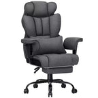 Hoffree Big & Tall Executive Linen Ergonomic Office Chair 450Lbs with 2-Point Massage Lumbar Support & Footrest Gray