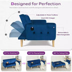 TYBOATLE 65 Canapé-Lit Futon Convertible en Similicuir, Canapé Rembourré Moderne avec Port USB, Causeuse Pliante pour Petits Espaces, Appartement, Dortoir, Bureau