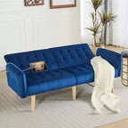 TYBOATLE 65 Canapé-Lit Futon Convertible en Similicuir, Canapé Rembourré Moderne avec Port USB, Causeuse Pliante pour Petits Espaces, Appartement, Dortoir, Bureau