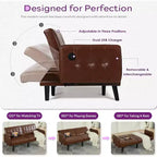 TYBOATLE 65 Canapé-Lit Futon Convertible en Similicuir, Canapé Rembourré Moderne avec Port USB, Causeuse Pliante pour Petits Espaces, Appartement, Dortoir, Bureau