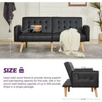 TYBOATLE 65 Canapé-Lit Futon Convertible en Similicuir, Canapé Rembourré Moderne avec Port USB, Causeuse Pliante pour Petits Espaces, Appartement, Dortoir, Bureau