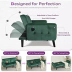 TYBOATLE 65 Canapé-Lit Futon Convertible en Similicuir, Canapé Rembourré Moderne avec Port USB, Causeuse Pliante pour Petits Espaces, Appartement, Dortoir, Bureau