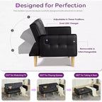 TYBOATLE 65 Canapé-Lit Futon Convertible en Similicuir, Canapé Rembourré Moderne avec Port USB, Causeuse Pliante pour Petits Espaces, Appartement, Dortoir, Bureau