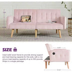 TYBOATLE 65 Canapé-Lit Futon Convertible en Similicuir, Canapé Rembourré Moderne avec Port USB, Causeuse Pliante pour Petits Espaces, Appartement, Dortoir, Bureau