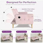 TYBOATLE 65 Canapé-Lit Futon Convertible en Similicuir, Canapé Rembourré Moderne avec Port USB, Causeuse Pliante pour Petits Espaces, Appartement, Dortoir, Bureau
