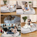 Lit pliant pour humains, lit géant 180x109x25 cm pour personnes et animaux de compagnie, housse en fausse fourrure lavable et amovible